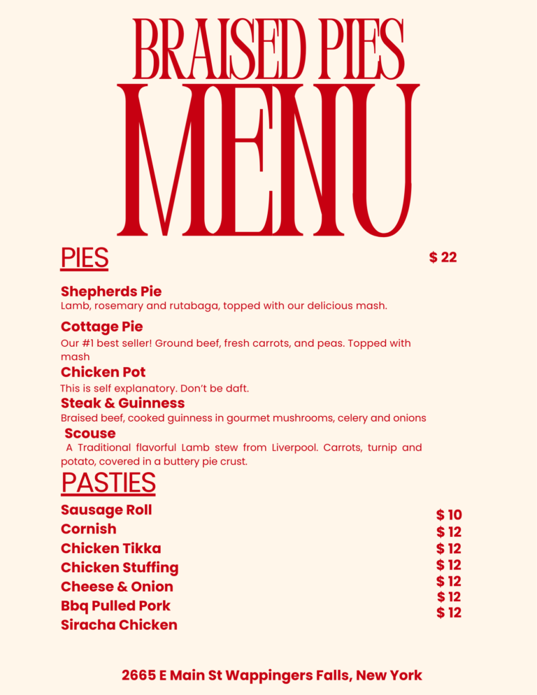 Menu - Braised Pies